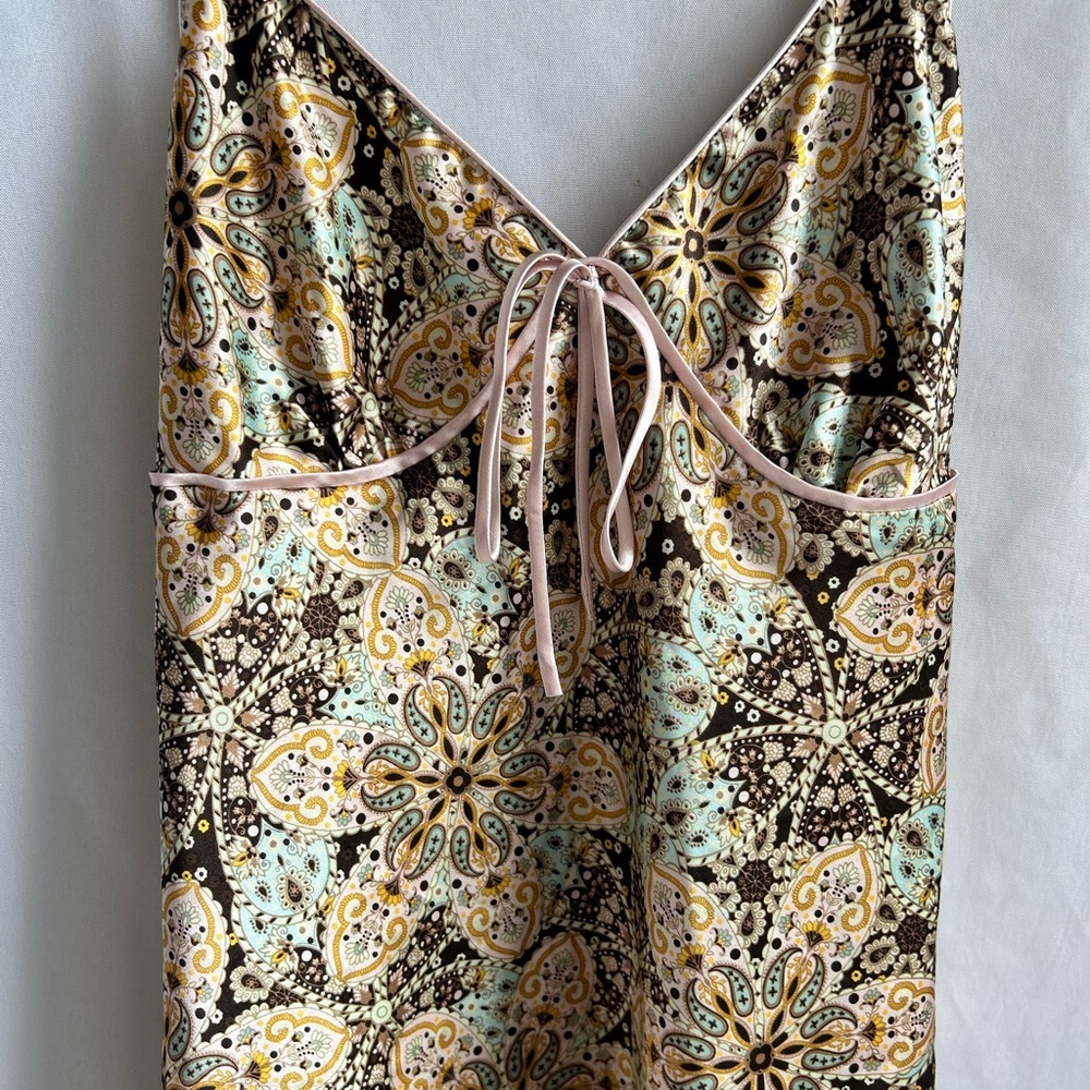 Adonna Paisley Print Slip Dress with Pink Trim - Picture 3 of 4